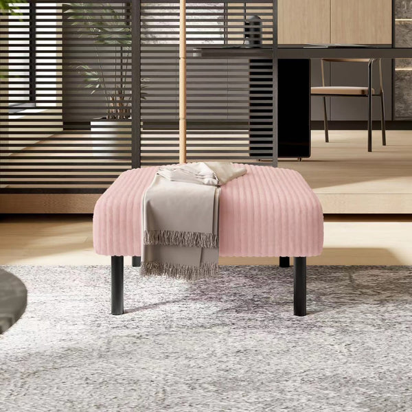 English Elm UNITED Corduroy Ottoman Footstool with Sturdy Frame, Soft Padded Seat, Versatile Living Room Stool Pink W1568P307253