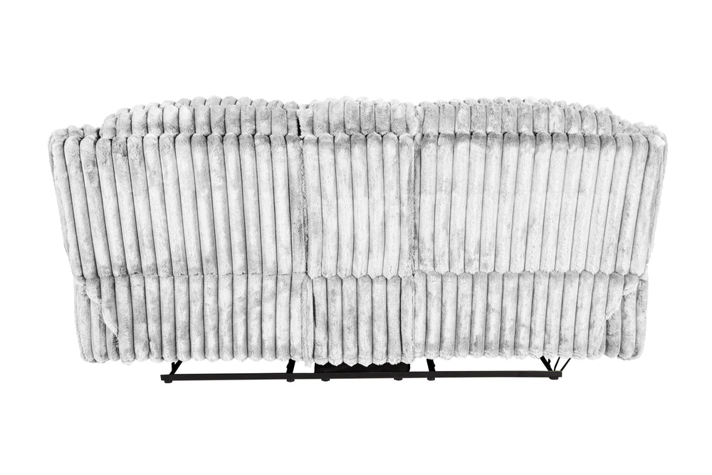 English Elm Manual Motion Loveseat Recliner with Plush Fur-Like Corduroy, Center Console, Cup Holders & Storage Light Gray 33 L x 82 W x 28 H B089P296900