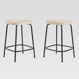 Simple Counter Stool with Upholstered Seat - Set of 2 Ivory MUTD7DIV Walker Edison