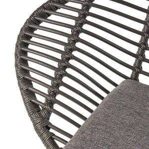 English Elm Christopher Knight Home® - SAN ANTONIO CHAIR Grey Woven Polyethylene Rattan Set of 2 with Water-Resistant Cushions & Steel Frame Modern Design 65039.00GRY