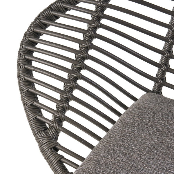 English Elm Christopher Knight Home® - SAN ANTONIO CHAIR Grey Woven Polyethylene Rattan Set of 2 with Water-Resistant Cushions & Steel Frame Modern Design 65039.00GRY