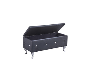 HomeRoots 38" Black Faux Leather Storage Bench with Glamorous Tufting, Flip Top & Versatile Style for Any Room 248053