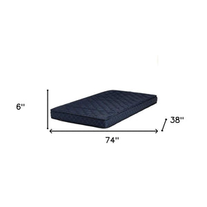 Homeroots 6" Navy Blue Twin Memory Foam Water Resistant Mattress  Polyurethane Foam 248074