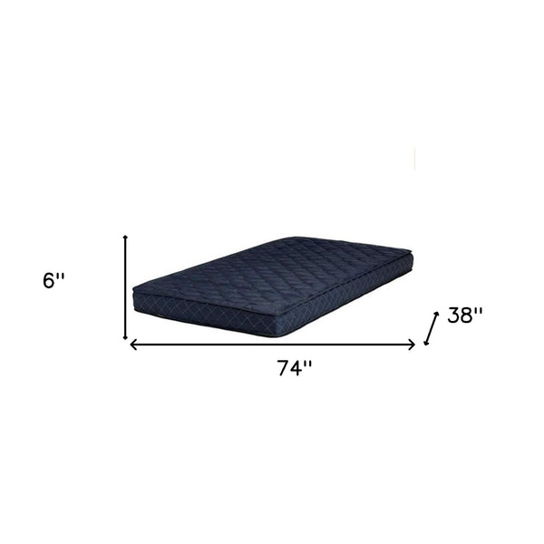 Homeroots 6" Navy Blue Twin Memory Foam Water Resistant Mattress  Polyurethane Foam 248074