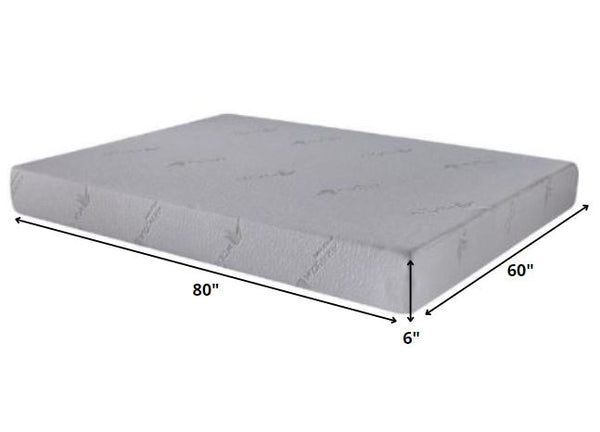 Homeroots 6" Queen Polyester Memory Foam Mattress Covered In A Soft Aloe Vera Fabric  Polyester 248078
