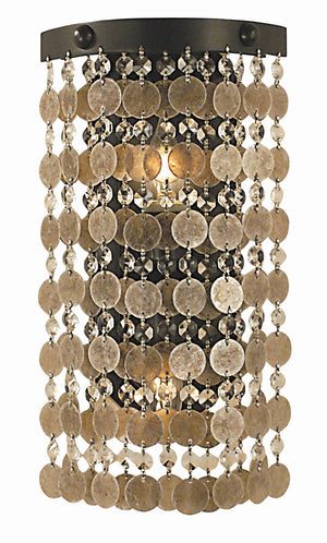 Framburg 2-light Stunning Naomi Sconce With Mica And Crystal Strands For Warm, Inviting Ambiance Mahogany Bronze Metal 2481 Mb