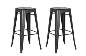 Homeroots Set Of Two 30 " Black Iron Backless Bar Height Bar Chairs Matte Black  248130