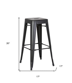 Homeroots Set Of Two 30 " Black Iron Backless Bar Height Bar Chairs Matte Black  248130