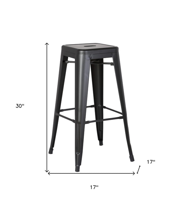 Homeroots Set Of Two 30 " Black Iron Backless Bar Height Bar Chairs Matte Black  248130