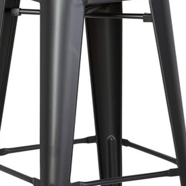 Homeroots Set Of Two 30 " Black Iron Backless Bar Height Bar Chairs Matte Black  248130