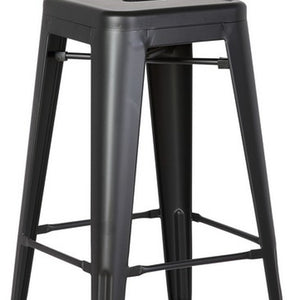 Homeroots Set Of Two 30 " Black Iron Backless Bar Height Bar Chairs Matte Black  248130