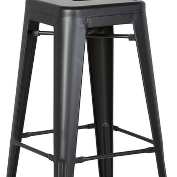 Homeroots Set Of Two 30 " Black Iron Backless Bar Height Bar Chairs Matte Black  248130