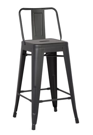 Homeroots Set Of Two 30 " Black Iron Low Back Bar Height Bar Chairs Matte Black  248139