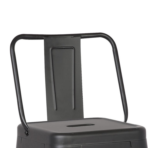 Homeroots Set Of Two 30 " Black Iron Low Back Bar Height Bar Chairs Matte Black  248139