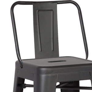 Homeroots Set Of Two 30 " Black Iron Low Back Bar Height Bar Chairs Matte Black  248139