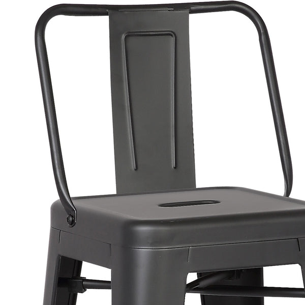 Homeroots Set Of Two 30 " Black Iron Low Back Bar Height Bar Chairs Matte Black  248139