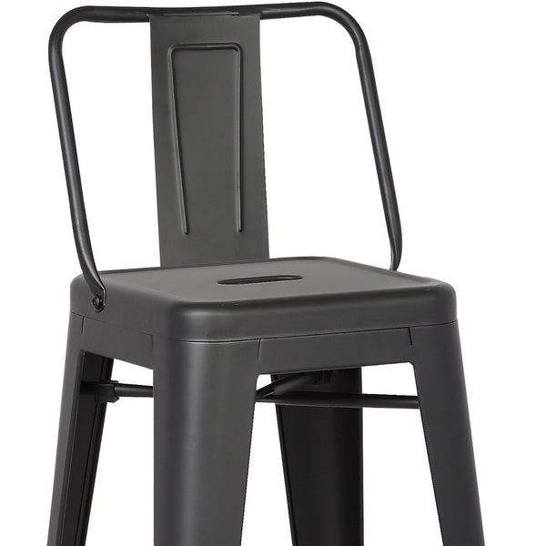 Homeroots Set Of Two 30 " Black Iron Low Back Bar Height Bar Chairs Matte Black  248139