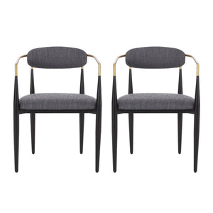 English Elm Christopher Knight Home® - Dining Chair Set Of 2 - Modern Charcoal Upholstered Chairs With Gold Accents For Chic Dining Spaces N771P249346C