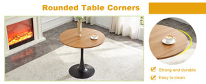 English Elm Round Faux Marble Tulip Pedestal Dining Table Mid Century Modern for Small Bistro Spaces Black,Wood W2920P405350