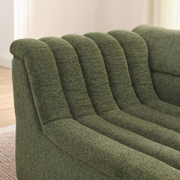 English Elm 106" Modular L-shaped Sectional Chenille Sofa Sculptural Low Profile Living Room Couch Green W1413S00126