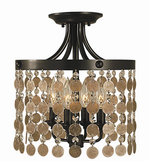 Framburg 4-light Elegant Naomi Flush Mount Light Featuring Stunning Mica And Crystal Strands Made In Usa Mahogany Bronze Metal 2482 Mb