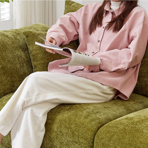 English Elm 98.5" 3-seater sofa with upholstered armrests and plush cushions, modern linen sofa with high weight capacity Green W1193S00142