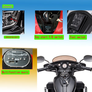 English Elm 12v Kids Electric Ride on Motorcycle with Led Lights Bluetooth Music and Storage Trunk Black W1760P237295