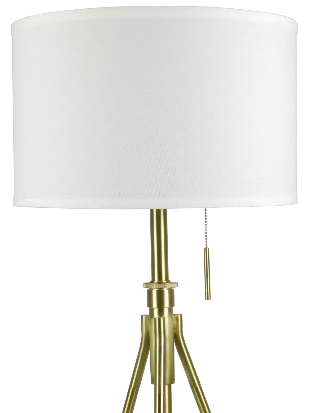 English Elm 32-37"H Adjustable Tripod Table Lamp Brushed Gold with Fabric Shade, Pull-Chain, Modern Warm Glow B080P237513
