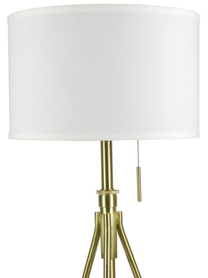 English Elm 32-37"H Adjustable Tripod Table Lamp Brushed Gold with Fabric Shade, Pull-Chain, Modern Warm Glow B080P237513