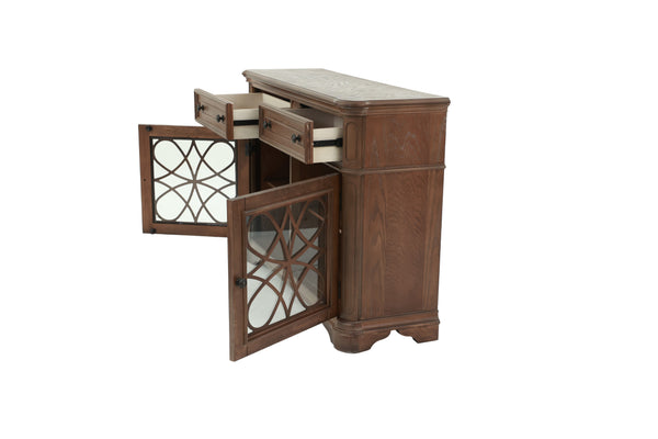 English Elm Traditional Elegant Server with Spacious Drawers and Cabinet Storage for Dining Room Organization and Style Oak 27 L x 44 W x 59 H B011P395600