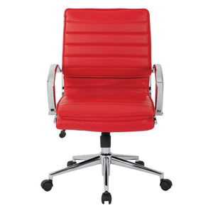 OSP Home Furnishings Mid Back Faux Leather Manager Chair with Lumbar Support and Chrome Loop Arms Red SPX23591C-U9