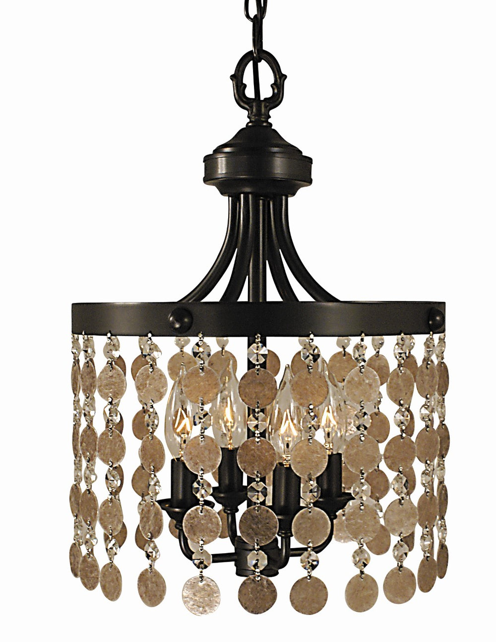 Framburg 4-light Naomi Mini Chandelier - Stunning Mica And Crystal Design For Warm, Inviting Spaces Mahogany Bronze Metal 2484 Mb