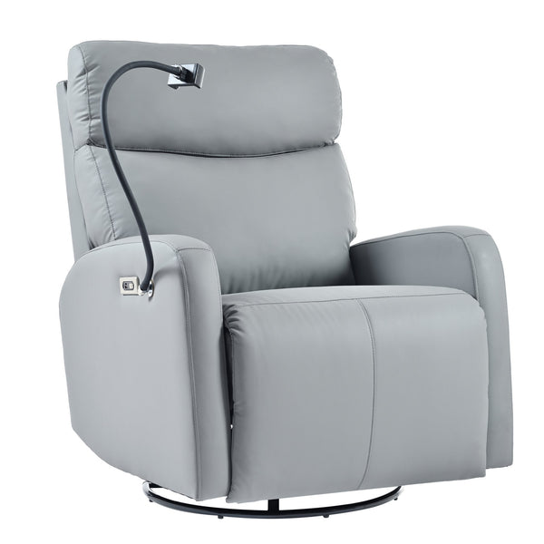 English Elm 270° 270° Power Swivel Recliner Chair with USB Ports, 30° Rocking, 95–150° Recline for Small Spaces Blue Gray W1028S00040