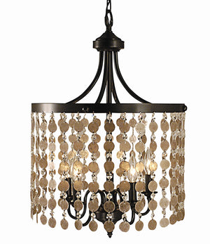 Framburg 5-light Stunning Dining Chandelier With Mica And Crystal Strands For Warm Inviting Ambiance Mahogany Bronze Metal 2485 Mb