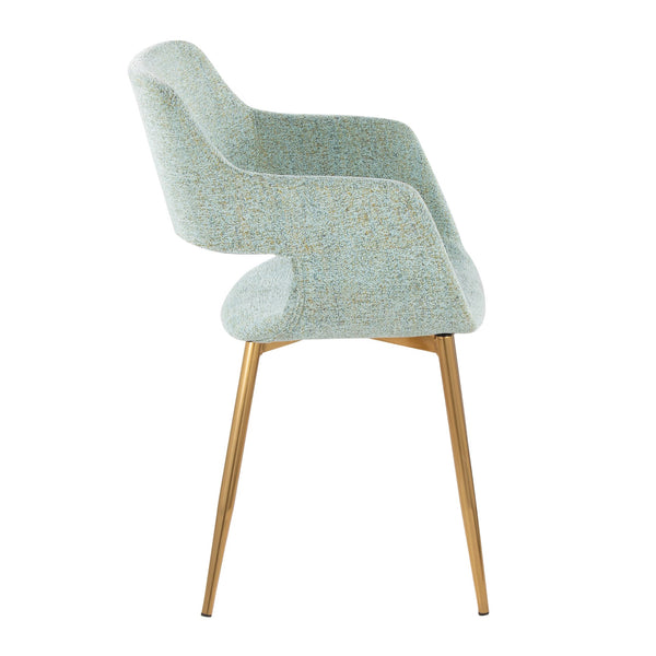 English Elm Margarite Contemporary Dining Chairs Set Of 2 - Light Green Fabric & Gold Metal For Elegant Style B202S01263