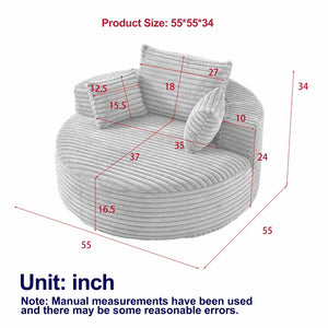 English Elm 55''l 55'l Corduroy Sleeper Chair Fully Assembled Cloud Cushion Lounge Seat for Bedroom W834P221035