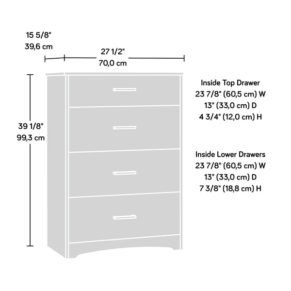 English Elm 4-Drawer Chest In Elegant Brown Finish - Stylish Storage Solution For Any Room, Compact & Durable B356P367766