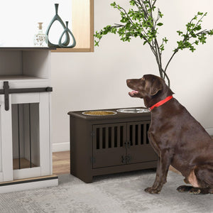 English Elm Pawhut Large Elevated Dog Bowl Stand With Storage Cabinet - Ergonomic Feeding Station For Pets W2225P249930-GIGA