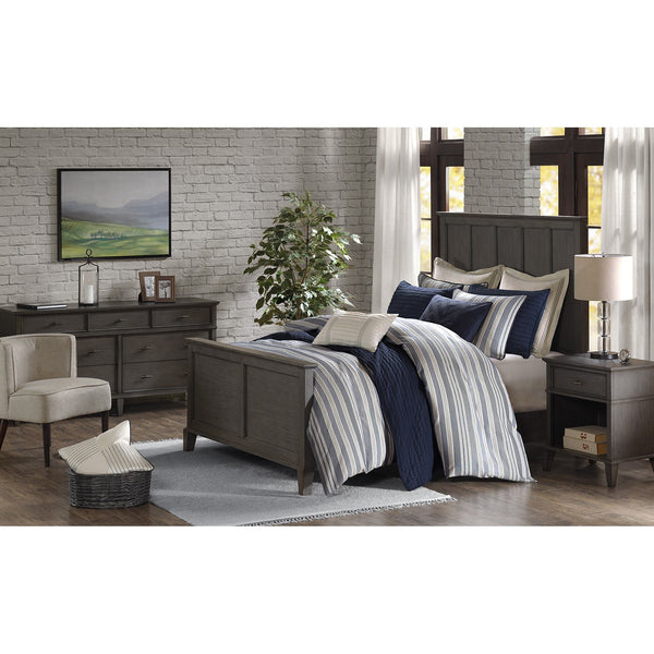 JLA Home Madison Park Signature - Comforter navy-and-ivory jacquard farmhouse set with oversized overfilled insert, Euro shams, pillows 96 L x 110 W x 1.5H MPS10-313