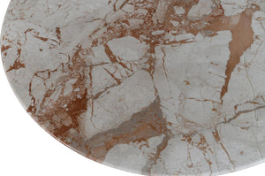 Meridian Furniture Genoa Round Marble Coffee Table with Elegant Fluted Base for Modern Living Room Decor Cream 248Breccia-CT