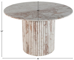 Meridian Furniture Genoa Round Marble Dining Table with Elegant Fluted Base Seats Four in Modern Style Cream 248Breccia-DT48