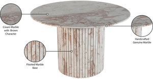 Meridian Furniture Genoa Round Marble Dining Table with Elegant Fluted Base Seats Four in Modern Style Cream 248Breccia-DT48