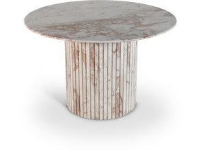 Meridian Furniture Genoa Round Marble Dining Table with Elegant Fluted Base Seats Four in Modern Style Cream 248Breccia-DT48