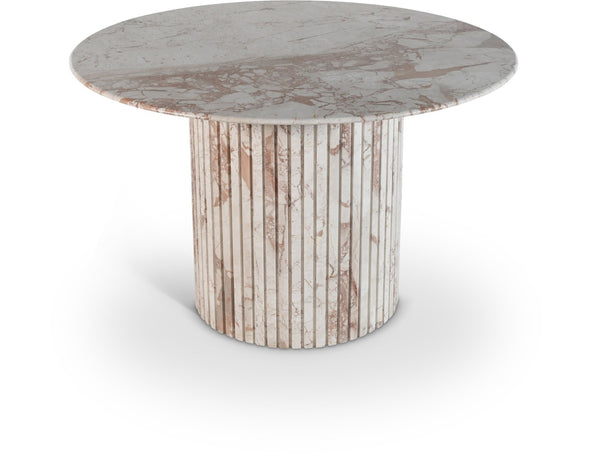 Meridian Furniture Genoa Round Marble Dining Table with Elegant Fluted Base Seats Four in Modern Style Cream 248Breccia-DT48