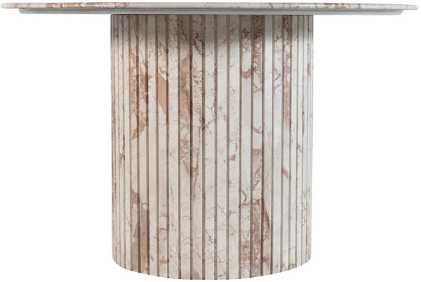 Meridian Furniture Genoa Round Marble Dining Table with Elegant Fluted Base Seats Four in Modern Style Cream 248Breccia-DT48