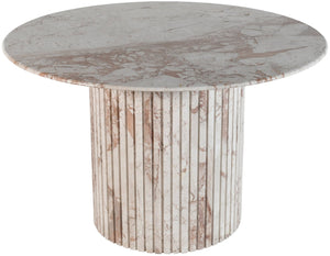 Meridian Furniture Genoa Round Marble Dining Table with Elegant Fluted Base Seats Four in Modern Style Cream 248Breccia-DT48