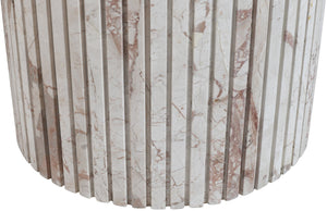 Meridian Furniture Genoa Round Marble Dining Table with Elegant Fluted Base Seats Four in Modern Style Cream 248Breccia-DT48