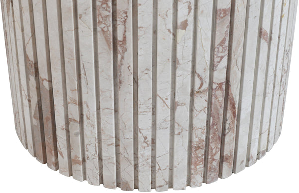 Meridian Furniture Genoa Round Marble Dining Table with Elegant Fluted Base Seats Four in Modern Style Cream 248Breccia-DT48