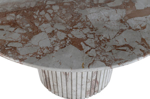Meridian Furniture Genoa Round Marble Dining Table with Elegant Fluted Base Seats Four in Modern Style Cream 248Breccia-DT48
