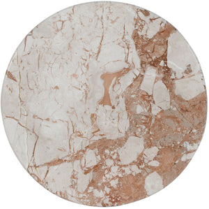 Meridian Furniture Genoa Marble End Table with Fluted Column Base for Living Room or Bedroom Decor Cream 248Breccia-ET